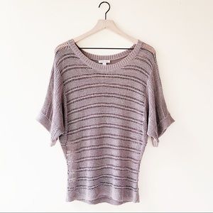 Boston Proper Open Knit Metallic Sweater Brown M